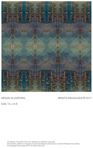 DESIGN 36 (CROWN) by Brigita Krasauskaite, 15 x 15 ft, dark teal and gold catalog plate