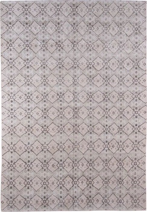 No. 75718 beige and charcoal diamond-lattice rectangular rug